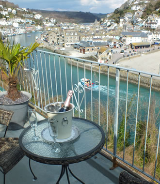 Fowey room has spectacular views over Looe town, beach and the sea